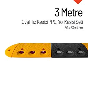 3 Metre Oval Hız Kesici Set | Modüler Yol Kasisi Sarı Siyah
