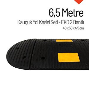 6,5 Metre Kauçuk Hız Kesici Set | 2 Bantlı Yol Kasisi Uygulaması Sarı Siyah