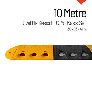 10 Metre Oval Hız Kesici Set | Modüler Yol Kasisi 2183 Oksit Sarı