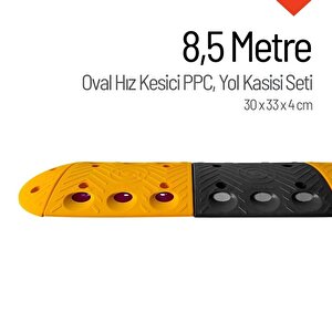 8,5 Metre Oval Hız Kesici Set | Modüler Yol Kasisi Sarı Siyah