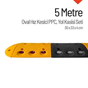 5 Metre Oval Hız Kesici Set | Modüler Yol Kasisi Sarı Siyah