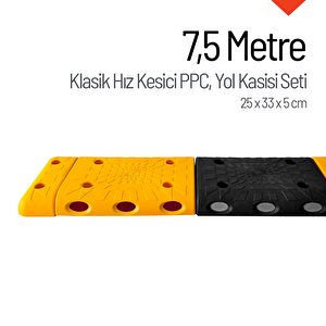 7,5 Metre Hız Kesici Set | Kapaklı Yol Kasisi Uygulaması Sarı Siyah