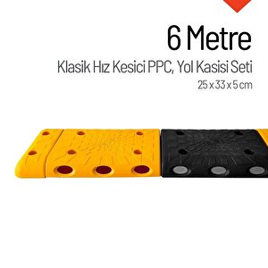 6 Metre Hız Kesici Set | Kapaklı Yol Kasisi Uygulaması Sarı Siyah