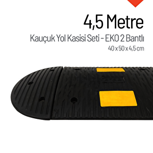 4,5 Metre Kauçuk Hız Kesici Set | 2 Bantlı Yol Kasisi Uygulaması 2183 Oksit Sarı