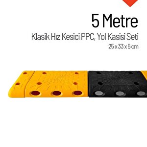 5 Metre Hız Kesici Set | Kapaklı Yol Kasisi Uygulaması Sarı Siyah