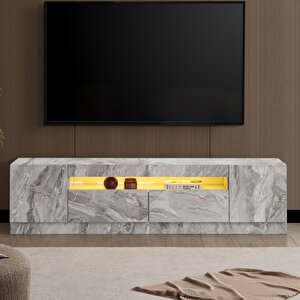 Blesk Tv Ünitesi, 180 Cm Ege Ledli Tv Sehpası Kapaklı Ünite