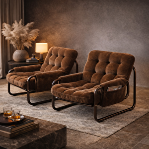 Scks-082 Atlas Retro Lounge Tekli Koltuk Metal Ayaklı Yumuşak Oturum Berjer