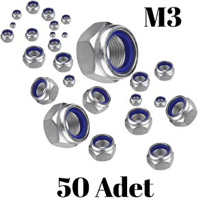 Fiber Somun M3 – Din 985 –  50'li Paket Contalı Gevşemez Somun