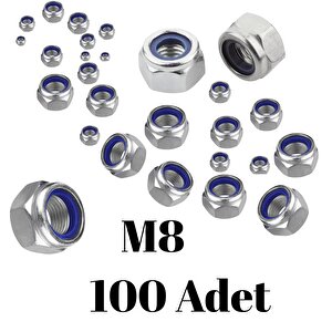 Fiber Somun M8 – Din 985 –  100'lü Paket Contalı Gevşemez Somun