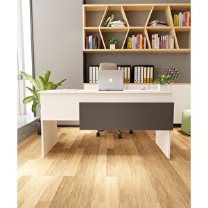 Karen Çalışma Ofis Masası | Beyaz-Antrasit Beyaz-Safirmeşe