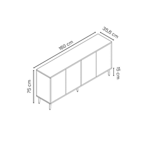 Lara 160 Cm Konsol Antrasit-Antrasit