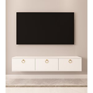 Max 150 Cm Duvara Monte Tv Sehpası Beyaz Beyaz