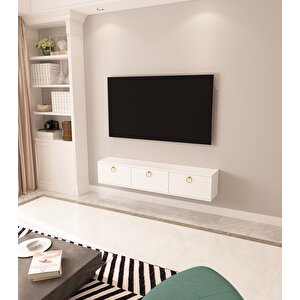 Max 150 Cm Duvara Monte Tv Sehpası Beyaz