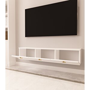 Max 150 Cm Duvara Monte Tv Sehpası Beyaz