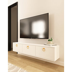 Max 150 Cm Duvara Monte Tv Sehpası Beyaz