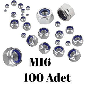 Fiber Somun M16 – Din 985 –  100'lü Paket Contalı Gevşemez Somun