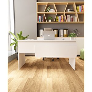 Karen Çalışma Ofis Masası | Beyaz-Beyaz Beyaz