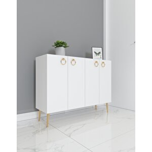 İnci 100 Cm Konsol, Çok Amaçlı Dolap Beyaz Beyaz