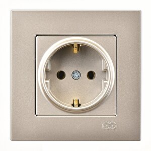 Eqona Metalik Bej Topraklı Priz