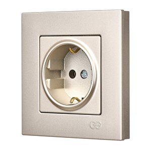 Eqona Metalik Bej Topraklı Priz