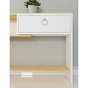 Nova Kapaklı, Raflı Dresuar Beyaz-Safirmeşe Beyaz-Safir Meşe