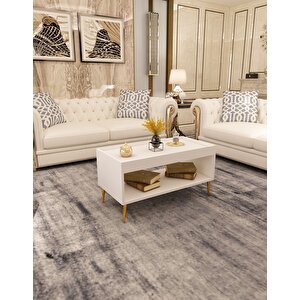 Sahra Raflı Orta Sehpa Beyaz Beyaz