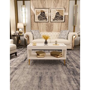 Sahra Raflı Orta Sehpa Beyaz Beyaz