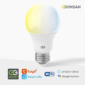 Günsan Akıllı Wifi Led Ampul Beyaz Işık Sesli Komut & Tuya & Smart Life Uyumlu (9w 2700k-6500k )