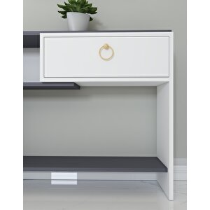 Nova Kapaklı, Raflı Dresuar Beyaz-Antrasit Antrasit Beyaz