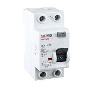Günsan Valta Kaçak Akım Rölesi Ac Tip 6ka 30ma 25a 1 Kutup + Nötr