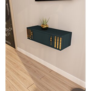 Lena 70cm Duvara Monte , Kapaklı, Modern Dresuar Antrasit-Altın Antrasit