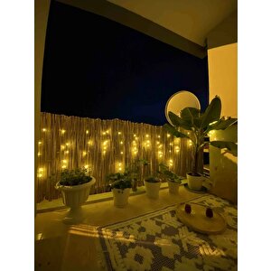 1x2.50 Metre Doğal Kamış Hasır Çit + 3 Metre Peri Led Işık + Montaj Seti - Balkon Ve Bahçe Mahremiyet Örtüsü