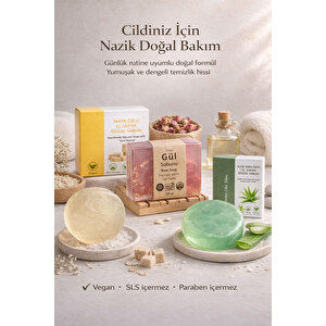 3'lü Doğal Sabun Seti  Maya, Aloe Vera, Gül Özlü - Hassas & Günlük Nazik Bakım Serisi