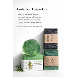 Yağlı Ve Karma Ciltler İçin Doğal Sabun Seti 3’lü Bakım Paketi