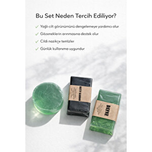 Yağlı Ve Karma Ciltler İçin Doğal Sabun Seti 3’lü Bakım Paketi