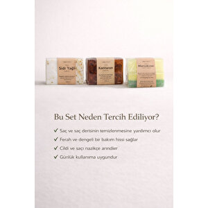 Saç Ve Saç Derisi Bakımı İçin Onarıcı 3 Lü Doğal Sabun Seti