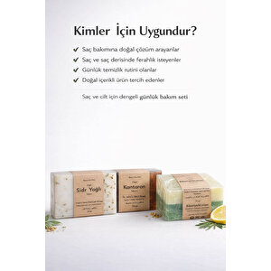 Saç Ve Saç Derisi Bakımı İçin Onarıcı 3 Lü Doğal Sabun Seti