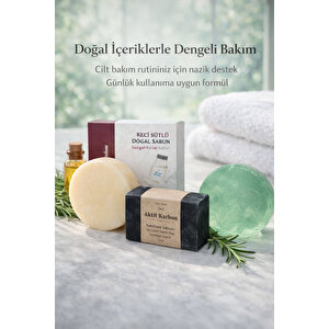 Doğal Sabun Seti 3’lü Bakım Paketi Aktif Karbon /çay Ağacı /keçi Sütlü