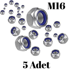 Fiber Somun M16 – Din 985 –  5'li Paket Contalı Gevşemez Somun