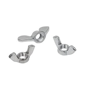 Kelebek Somun 5/16” 10 Adet Kaplamalı Beyaz