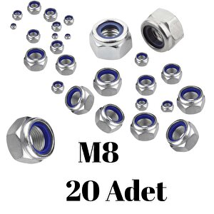 Fiber Somun M8 – Din 985 –  20'li Paket Contalı Gevşemez Somun