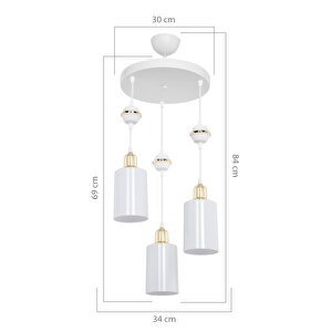 Akses Küre Beyaz 3'lü Opal Salon Yemek Odası Oturma Odası Antre Mutfak Çocuk Odası Yatak Odası Avize