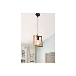 Tekli Vintage Ahşap Sarkıt Avize