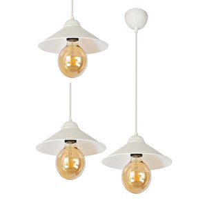 Aydınlatma Japon Şapkası Plastik Avize Beyaz Tekli Sarkıt ( 3 Adet )