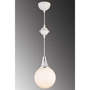 Beyaz Tekli Beyaz Glop Camlı Krom Aşağı Bakan Lüks Modern Avize