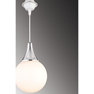 Beyaz Tekli Beyaz Glop Camlı Krom Aşağı Bakan Lüks Modern Avize