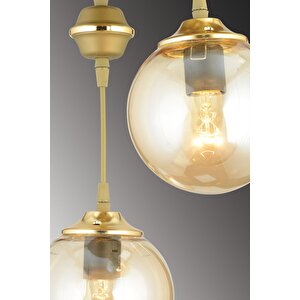 Sarkıt Tepsi Eskitme 2'li Bal Glop Camlı Aşağı Bakan Lüks Avize