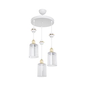 Akses Küre Beyaz 3'lü Üçgen Şeffaf Salon Yemek Odası Oturma Odası Antre Mutfak Yatak Odası Avize