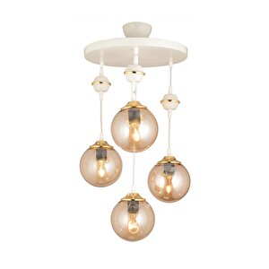 Sarkıt Tepsi Beyaz 4'lü Bal Glop Camlı Aşağı Bakan Lüks Avize