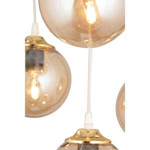 Sarkıt Tepsi Beyaz 4'lü Bal Glop Camlı Aşağı Bakan Lüks Avize